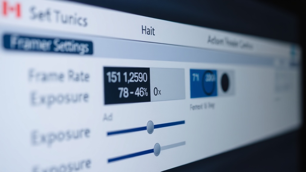 웹캠 설정 소프트웨어에서 프레임 레이트와 노출 값을 조정하는 인터페이스 화면