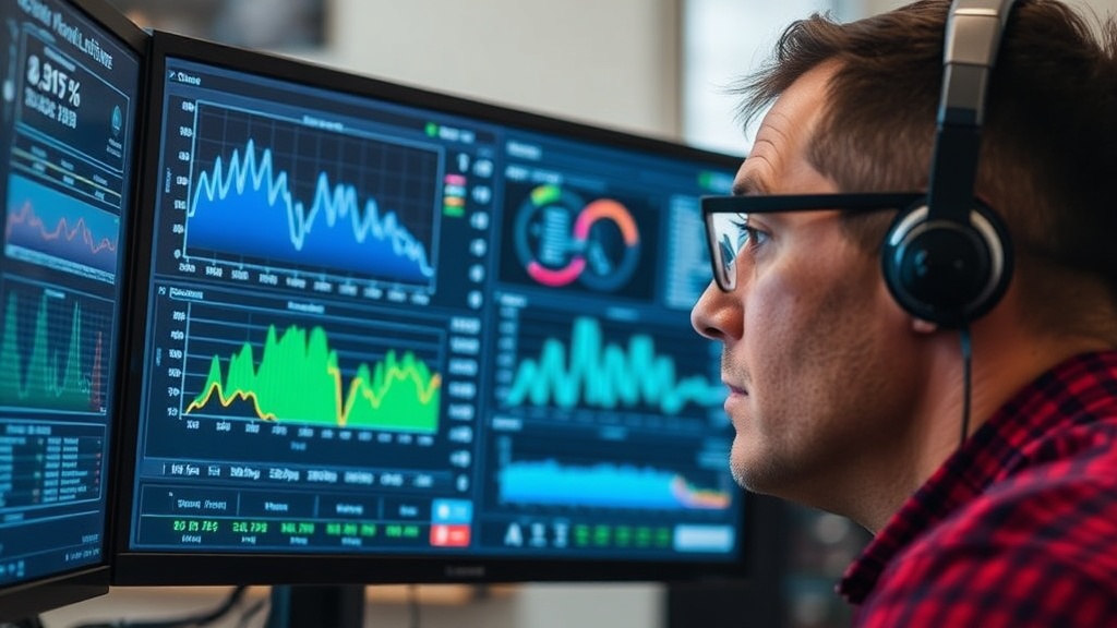 해상도와 프레임 레이트 차이를 비교하기 위해 모니터 화면을 분석하는 전문가의 모습